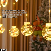 Instalatie De Craciun EDAR, Perdea Luminoasa Cu 5 Globuri Luminoase Si 5 Inele, Figurine Pentru Craciun Detasabile, Intercone... Instalatie De Craciun EDAR, Perdea Luminoasa Cu 5 Globuri Luminoase Si 5 Inele, Figurine Pentru Craciun Detasabile, Intercone...