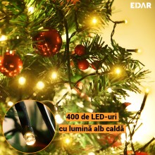 Instalatie Brad Craciun EDAR 400 LED, 32m, Alb Cald, 8 Functii, Fir Negru – Decor Interior De Sarbatoare Instalatie Brad Craciun EDAR 400 LED, 32m, Alb Cald, 8 Functii, Fir Negru – Decor Interior De Sarbatoare