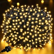 Instalatie Liniara de Craciun EDAR, 10 m, 100 LED-uri Mari Alb Cald, 1 Joc de Lumini, Interconectabila, Rezistenta la Stropi ...