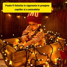 Instalatie Liniara de Craciun EDAR, 10 m, 100 LED-uri Mari Alb Cald, 1 Joc de Lumini, Interconectabila, Rezistenta la Stropi ... Instalatie Liniara de Craciun EDAR, 10 m, 100 LED-uri Mari Alb Cald, 1 Joc de Lumini, Interconectabila, Rezistenta la Stropi ...