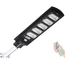 Lampa Solara Stradala 200W EDAR, 240 LED SMD, Felinar Exterior Negru cu Panou Solar, Control Telecomanda, Senzori Amurg si Mi...