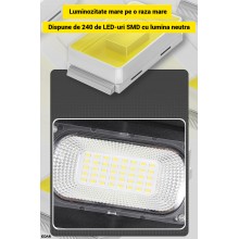 Lampa Solara Stradala 200W EDAR, 240 LED SMD, Felinar Exterior Negru cu Panou Solar, Control Telecomanda, Senzori Amurg si Mi...