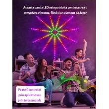 Banda LED Decorativa Smart EDAR, Efect Artificii RGB, Control Wi-Fi si Telecomanda, Sincronizare Muzica si Control Vocal, Ina... Banda LED Decorativa Smart EDAR, Efect Artificii RGB, Control Wi-Fi si Telecomanda, Sincronizare Muzica si Control Vocal, Ina...