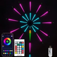 Banda Led Artificii Smart EDAR, Pentru Interior, Bluetooth/USB, Control Prin Telecomanda/Telefon, RGB, Inaltime 50 Cm