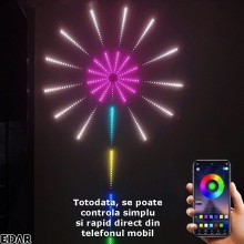 Banda Led Artificii Smart EDAR, Pentru Interior, Bluetooth/USB, Control Prin Telecomanda/Telefon, RGB, Inaltime 50 Cm Banda Led Artificii Smart EDAR, Pentru Interior, Bluetooth/USB, Control Prin Telecomanda/Telefon, RGB, Inaltime 50 Cm