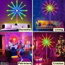 Banda Led Artificii Smart EDAR, Pentru Interior, Bluetooth/USB, Control Prin Telecomanda/Telefon, RGB, Inaltime 50 Cm