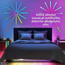 Banda Led Artificii Smart EDAR, Pentru Interior, Bluetooth/USB, Control Prin Telecomanda/Telefon, RGB, Inaltime 50 Cm Banda Led Artificii Smart EDAR, Pentru Interior, Bluetooth/USB, Control Prin Telecomanda/Telefon, RGB, Inaltime 50 Cm
