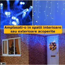 Instalatie Craciun Tip Turturi/Franjuri SIKS, 10 Metri, 300 Led-uri, Pentru Casa / Gradina, Cu 8 Jocuri De Lumini, Franjuri C...
