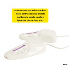 Uscator Electric Multifunctional Incaltaminte EDAR, 2 Capete, Uscare Rapida cu Sterilizare UV, Alimentare la Priza, Potrivit ...