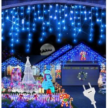 Instalatie De Craciun EDAR Model Turturi, 10 m, 300 Led-uri, Cu 8 Jocuri De Lumini, Franjuri, Pentru Exterior/Interior, Rezis...
