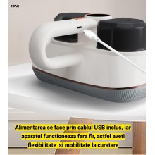 Aspirator Antiacarieni EDAR UV-C, HEPA, Ultrasunete, Fara Fir – Putere Mare, Curatare Profectunda Saltele, Eliminare Alergeni...