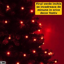 Instalatie De Craciun LED Liniara SIKS, Cu 100 De LED-uri, 8 Metri Lungime, Fir Verde Inchis, Rosu