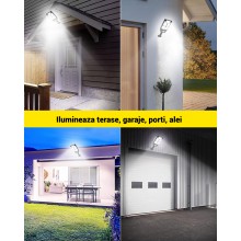 Lampa Solara Stradala LED EDAR, 182 LED-uri Puternice, Unghi Reglabil 180°, IP65, Baterie 2400 mAh, Panou Solar Integrat, Car...