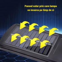 Lampa Solara Stradala LED EDAR, 182 LED-uri Puternice, Unghi Reglabil 180°, IP65, Baterie 2400 mAh, Panou Solar Integrat, Car...