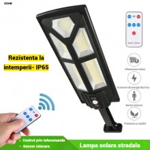 Lampa Solara Stradala LED EDAR, 182 LED-uri Puternice, Unghi Reglabil 180°, IP65, Baterie 2400 mAh, Panou Solar Integrat, Car...