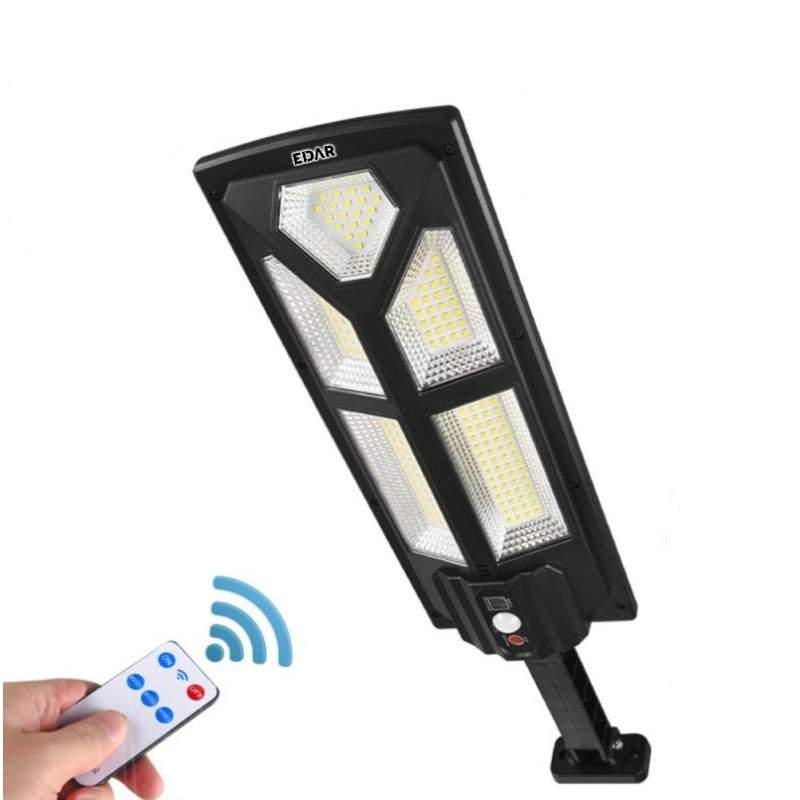 Lampa Solara Stradala LED EDAR, 182 LED-uri Puternice, Unghi Reglabil 180°, IP65, Baterie 2400 mAh, Panou Solar Integrat, Car...