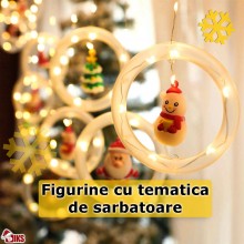 Instalatie De Craciun, 10 Inele Luminaose, Cu Figurine, Alb Cald