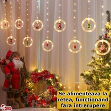 Instalatie De Craciun, 10 Inele Luminaose, Cu Figurine, Alb Cald