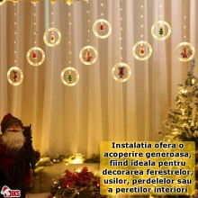 Instalatie De Craciun, 10 Inele Luminaose, Cu Figurine, Alb Cald