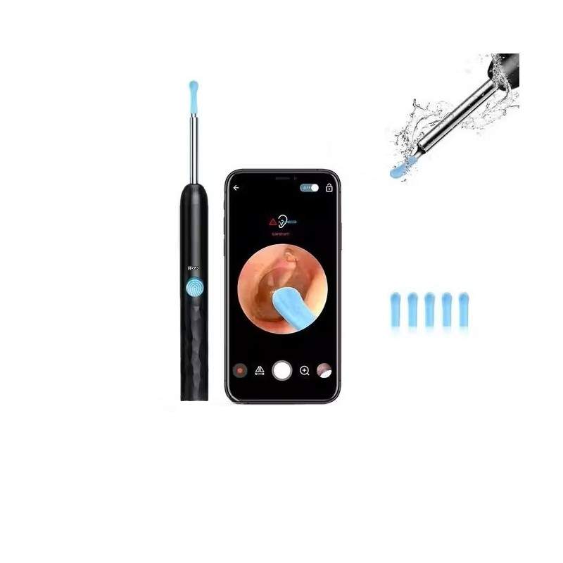 Aparat EDAR Pentru Curatare Urechi cu Camera Video Full HD, Otoscop Wireless Pentru Telefon, Set cu 6 Rezerve, Incarcare USB,...