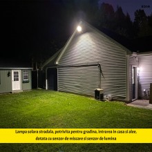Lampa Solara Stradala LED EDAR, 279 LED-uri Puternice, Senzor de Lumina si Miscare, Unghi de Detectie 120°, IP65, Panou Solar...