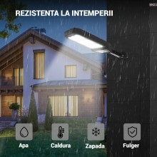 Lampa Solara Stradala LED EDAR, 279 LED-uri Puternice, Senzor de Lumina si Miscare, Unghi de Detectie 120°, IP65, Panou Solar...