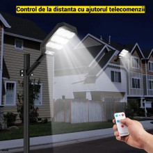Lampa Solara Stradala LED EDAR, 279 LED-uri Puternice, Senzor de Lumina si Miscare, Unghi de Detectie 120°, IP65, Panou Solar...