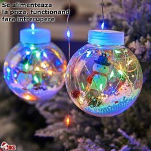 Instalatie Craciun SIKS, Perdea Cu Globuri Luminoase, 10 Figurine, Lungime 3 Metri, Alimentare Priza, Multicolor