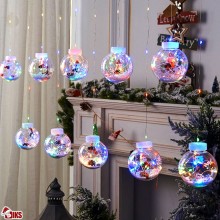 Instalatie Craciun SIKS, Perdea Cu Globuri Luminoase, 10 Figurine, Lungime 3 Metri, Alimentare Priza, Multicolor