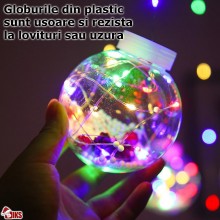 Instalatie Craciun SIKS, Perdea Cu Globuri Luminoase, 10 Figurine, Lungime 3 Metri, Alimentare Priza, Multicolor