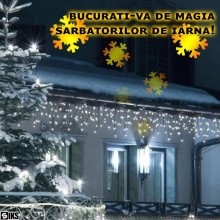 Instalatie Craciun Turturi SIKS, Ghirlanda Curgatoare, 12 m, 300 LED-uri, 8 Jocuri de Lumini, Franjuri, Exterior/Interior, Fi...