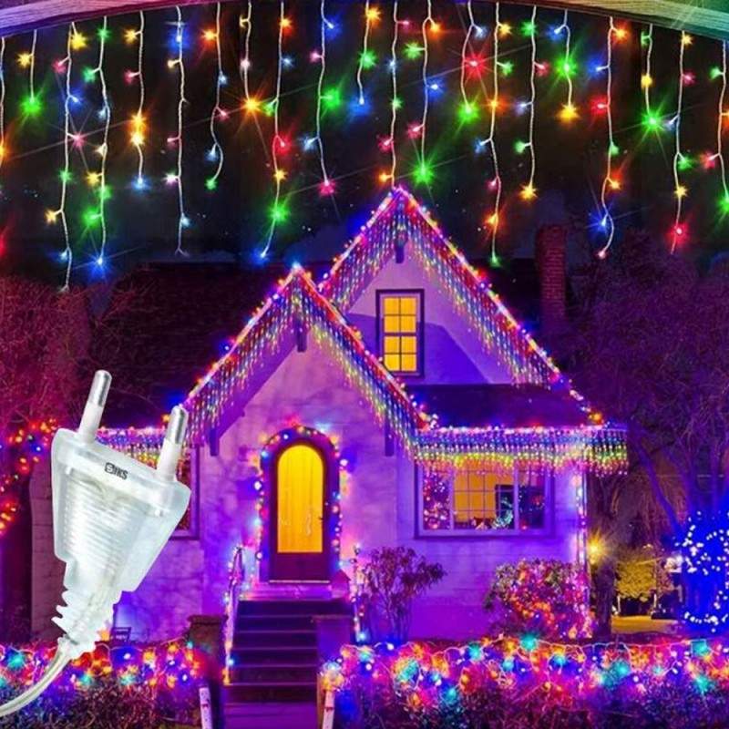 Instalatie Craciun Turturi SIKS, Lungime 5 M, 120 Led-uri, 8 Jocuri De Lumini, Exterior Acoperit/Interior, Fir Alb, Multicolor