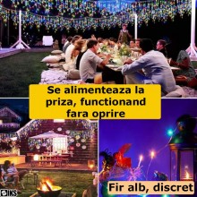 Instalatie Craciun Turturi SIKS, Lungime 5 M, 120 Led-uri, 8 Jocuri De Lumini, Exterior Acoperit/Interior, Fir Alb, Multicolor