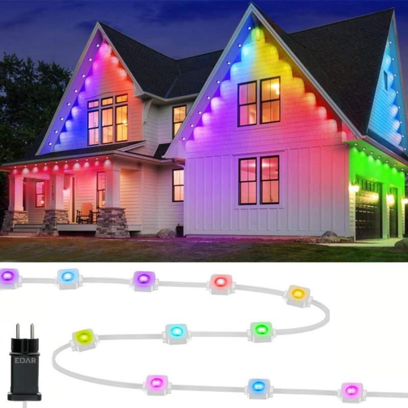 Instalatie Luminoasa De Craciun LED EDAR, Multicolora, Decorare Fatada Casa, Streasina, Lungime 15 metri, Rezistenta La Apa, ... Instalatie Luminoasa De Craciun LED EDAR, Multicolora, Decorare Fatada Casa, Streasina, Lungime 15 metri, Rezistenta La Apa, ...
