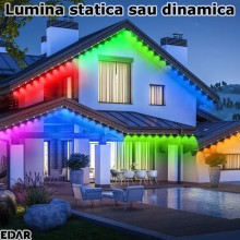 Instalatie Luminoasa De Craciun LED EDAR, Multicolora, Decorare Fatada Casa, Streasina, Lungime 15 metri, Rezistenta La Apa, ... Instalatie Luminoasa De Craciun LED EDAR, Multicolora, Decorare Fatada Casa, Streasina, Lungime 15 metri, Rezistenta La Apa, ...