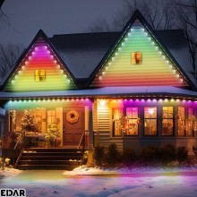 Instalatie Luminoasa De Craciun LED EDAR, Multicolora, Decorare Fatada Casa, Streasina, Lungime 15 metri, Rezistenta La Apa, ... Instalatie Luminoasa De Craciun LED EDAR, Multicolora, Decorare Fatada Casa, Streasina, Lungime 15 metri, Rezistenta La Apa, ...