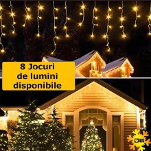 Instalatie Craciun Turturi SIKS, 5 M, 120 Led-uri, 8 Jocuri De Lumini, Exterior Acoperit/Interior, Alb Cald