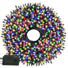Instalatie De Craciun LED Liniara SIKS, Cu 300 De LED -uri , 20 Metri Lungime, Alimentare Priza, Fir Verde Inchis, Multicolor