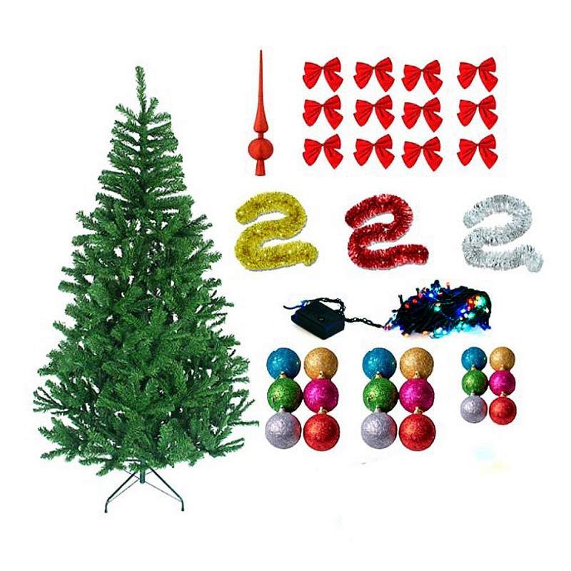 Brad de Craciun SIKS 1,8 m, Set De 45 Accesorii Pentru Impodobit Incluse, Instalatie 100 LED Brad de Craciun SIKS 1,8 m, Set De 45 Accesorii Pentru Impodobit Incluse, Instalatie 100 LED