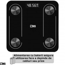 Cantar Electronic Inteligent De Baie SIKS Ecran De Sticla Securizata, Suporta Maxim 180 Kg, Electronic Cu Aplicatie Smart, Co...