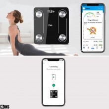 Cantar Electronic Inteligent De Baie SIKS Ecran De Sticla Securizata, Suporta Maxim 180 Kg, Electronic Cu Aplicatie Smart, Co...