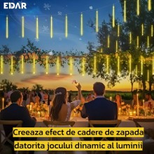 Instalatie De Craciun Led EDAR Tip Turturi Cu Efect De Lumina Curgatoare, Lungime 2 Metri, 8 Tuburi 50 Cm, Alb Cald