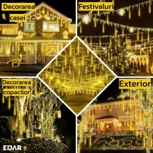 Instalatie De Craciun Led EDAR Tip Turturi Cu Efect De Lumina Curgatoare, Lungime 2 Metri, 8 Tuburi 50 Cm, Alb Cald