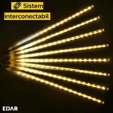 Instalatie De Craciun Led EDAR Tip Turturi Cu Efect De Lumina Curgatoare, Lungime 2 Metri, 8 Tuburi 50 Cm, Alb Cald