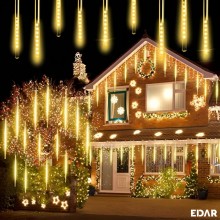 Instalatie De Craciun Led EDAR Tip Turturi Cu Efect De Lumina Curgatoare, Lungime 2 Metri, 8 Tuburi 50 Cm, Alb Cald