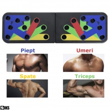 Placa Fitness SIKS Pentru Flotari Cu Manere, Multifunctionala, Antrenament Muschi Piept, Triceps, Umeri, 64 x 19 Cm, Multicolor