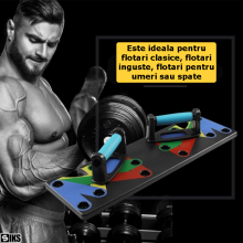 Placa Fitness SIKS Pentru Flotari Cu Manere, Multifunctionala, Antrenament Muschi Piept, Triceps, Umeri, 64 x 19 Cm, Multicolor