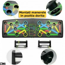 Placa Fitness SIKS Pentru Flotari, Multifunctionala, Cu Manere, Pentru Antrenament, Portabila, Coduri De Culoare, Negru/Multi...