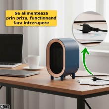 Aeroterna Aer Cald SIKS, Electrica, Mini Incalzitor, Portabil, Incalzire Rapida 1200W, Termostat Reglabil 2 Trepte, Silentios...
