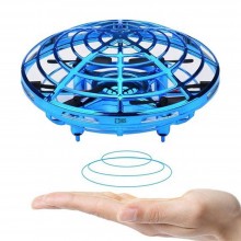 Mini Drona OZN SIKS, Model Disc Zburator Interactiv, Cu 5 Senzori Infrarosu, Lumina Led, Control Gestual, Incarcare USB, Alba...